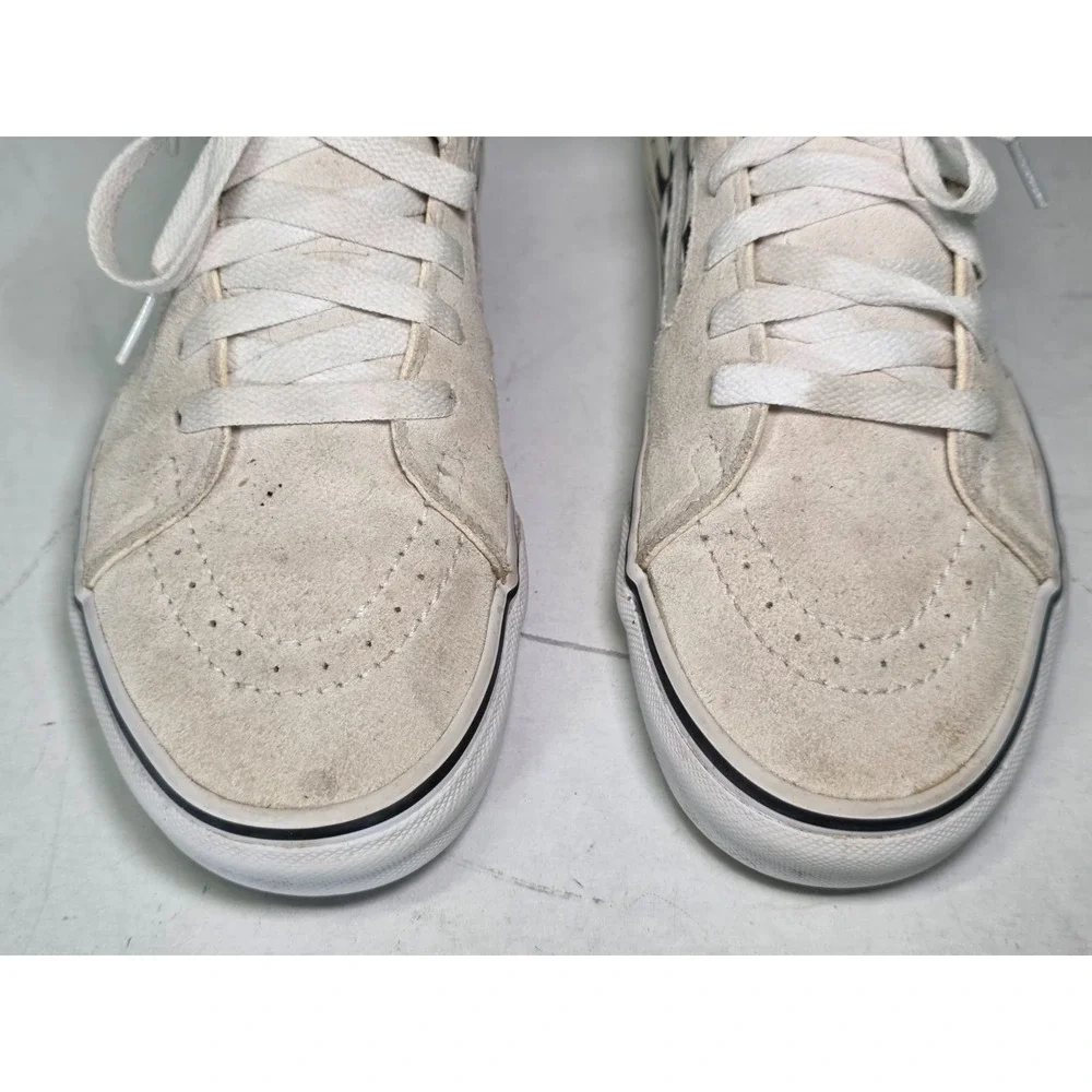 Vans Sk8-Hi Checker Flame Men's Sneakers Size 6 Women's 7.5 Suede Skate Shoes